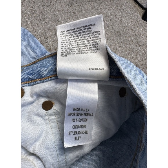 AGOLDE Riley Jeans Womens 29 High Rise Straight Distressed Light Blue Wash Denim - Picture 4 of 9